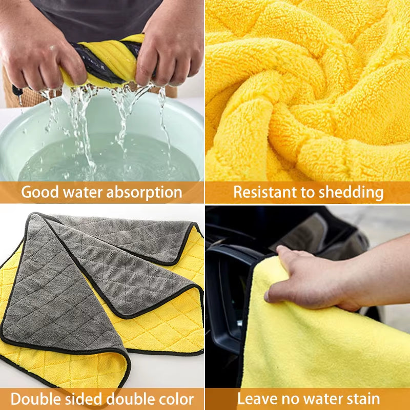 SEAMETAL Ultra Soft 40*40CM Car Wash Microfiber Towel 800GSM Absorbent Car Cleaning Drying Cloth Hemming Rags Car Wash Towels